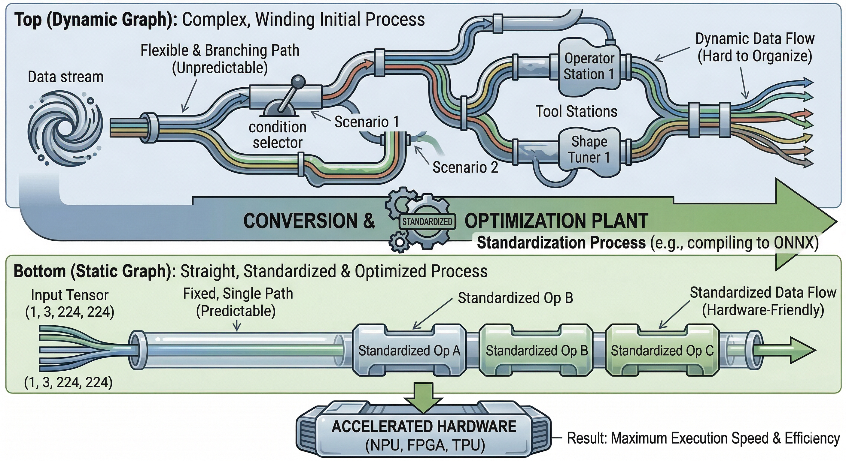 Abstract visualization of ONNX graph vs PyTorch execution