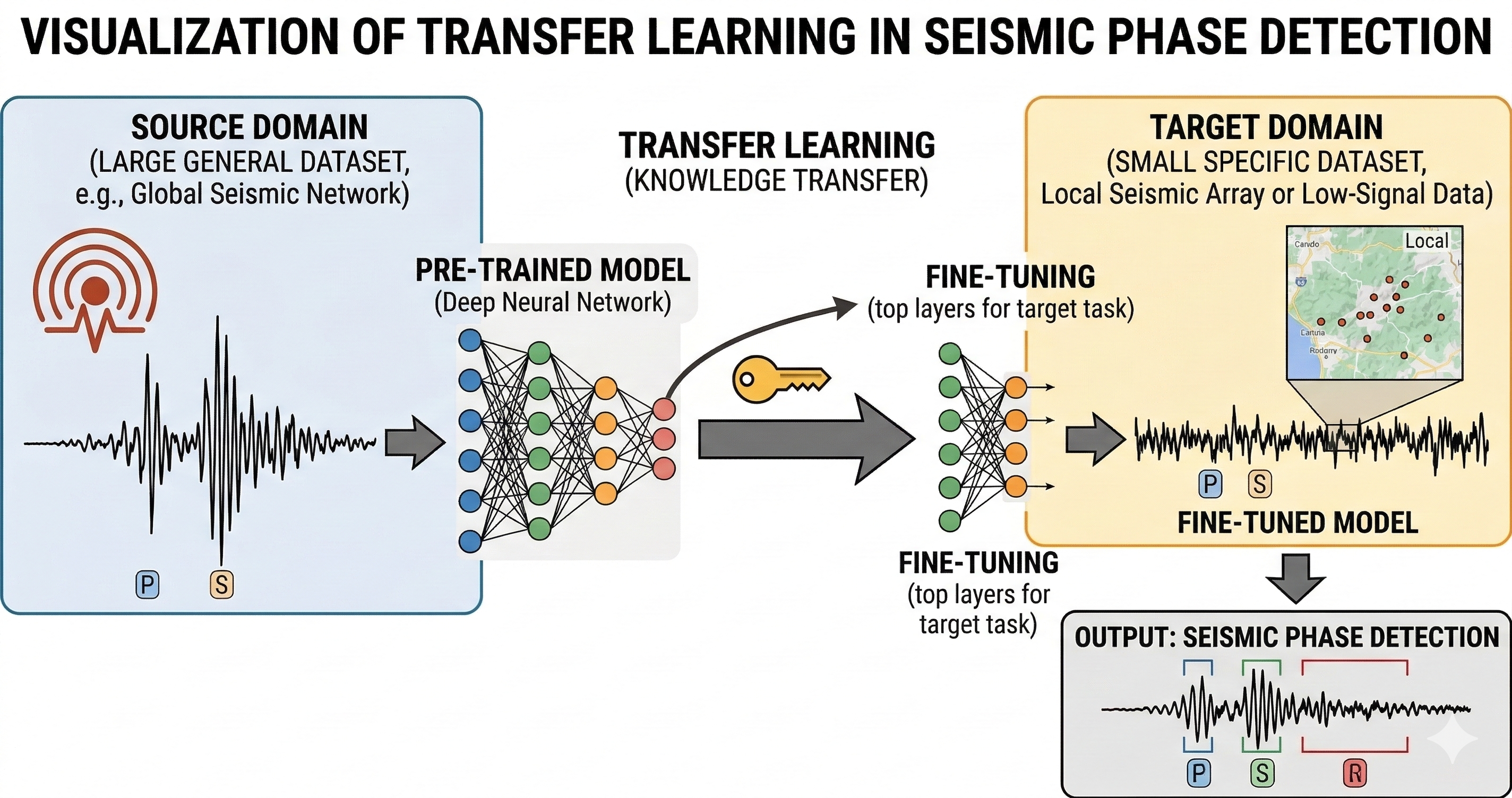 Abstract feature space visualization showing domain shift between tectonic and induced seismicity datasets